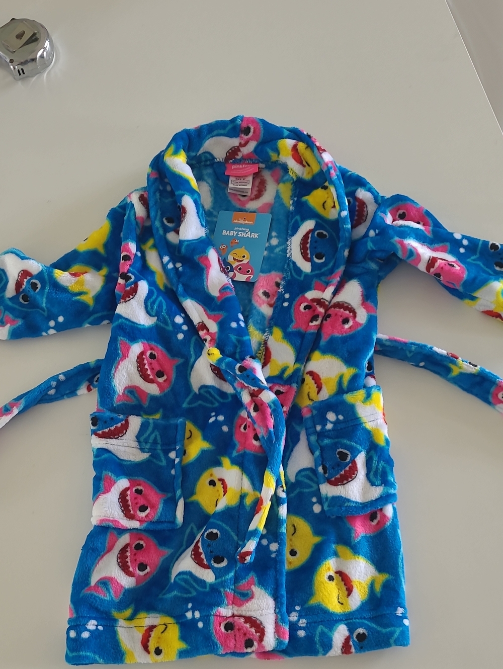 Nickelodeon Baby Shark Plush Robe - Blue, Pink, Yellow